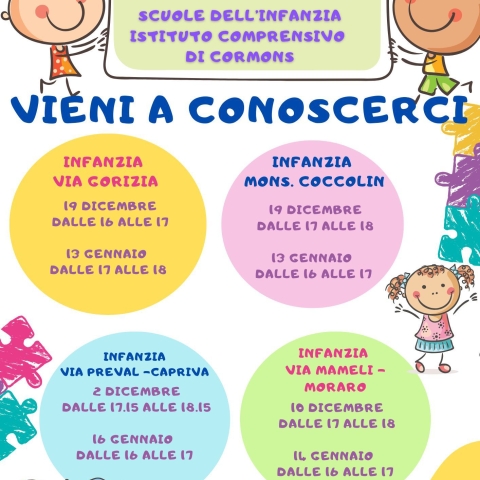 Pascoli OpenDays per iscrizioni a.s. 2025-26 - Scuole dell'Infanzia